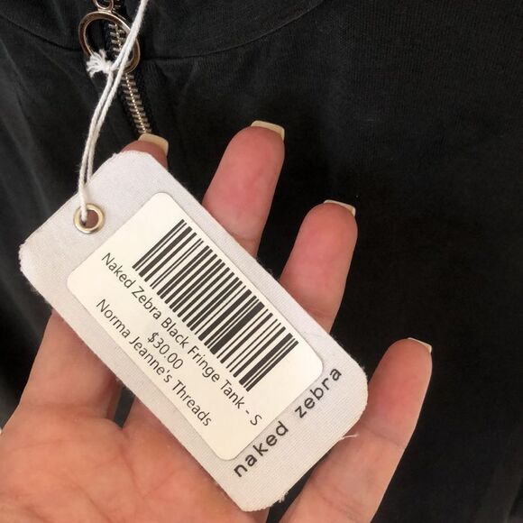 NWT Naked Zebra Black Fringed Tank - Picture 6 of 10